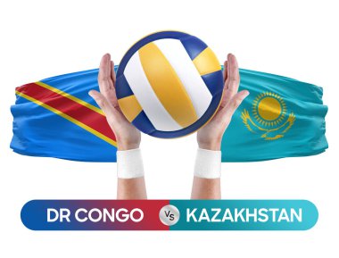 Dr Kongo Kazakistan milli takımlarına karşı voleybol voleybol topu yarışma konsepti.