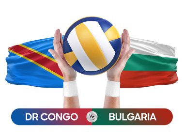 Dr Kongo Bulgaristan milli takımlarına karşı voleybol voleybol maçı konsepti.