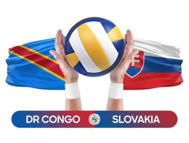 Dr Kongo Slovakya milli takımlarına karşı voleybol voleybol topu yarışma konsepti.