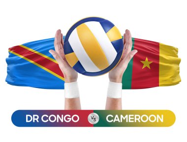 Dr Kongo Kamerun milli takımlarına karşı voleybol voleybol topu yarışma konsepti.