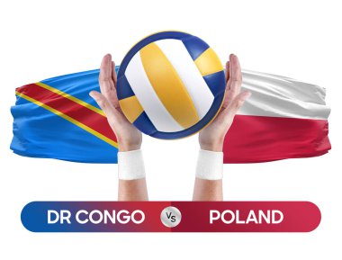 Dr Kongo Polonya 'ya karşı milli takımlar voleybol voleybol topu yarışma konsepti.