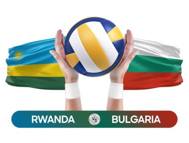 Ruanda, Bulgaristan milli takımlarına karşı voleybol voleybol maçı konsepti.