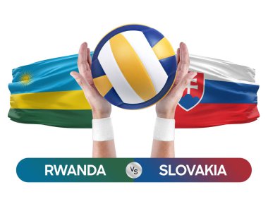 Ruanda, Slovakya milli takımlarına karşı voleybol voleybol topu yarışma konsepti.