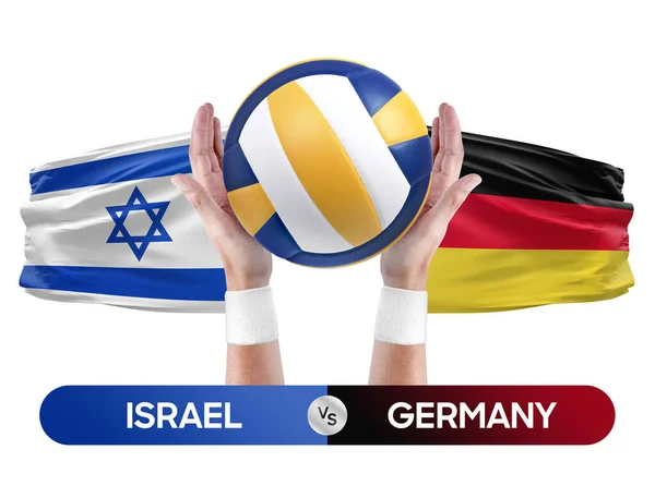 Israel vs Germany national teams volleyball volley ball match competition concept.