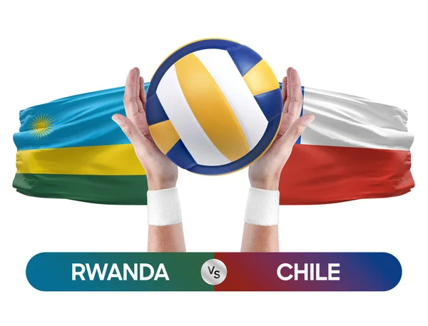 Rwanda vs Chile national teams volleyball volley ball match competition concept.