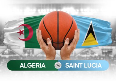 Cezayir, Saint Lucia 'ya karşı milli basketbol takımları basketbol maçı kupası konsepti