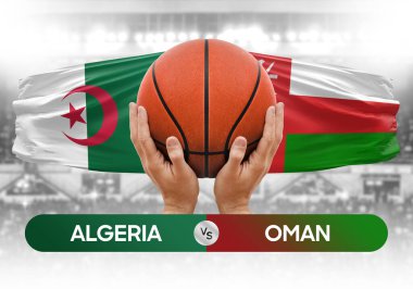 Cezayir, Umman 'a karşı milli basketbol takımları basketbol maçı kupası konsepti imajı