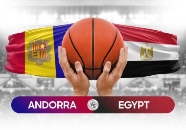 Andorra, Mısır milli basketbol takımlarına karşı basketbol topu yarışma kupası konsepti