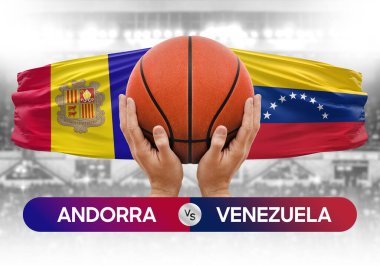 Andorra, Venezuela 'ya karşı milli basketbol takımları basketbol topu yarışma kupası konsepti