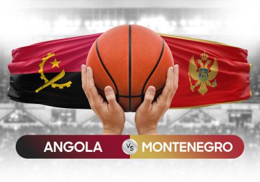 Angola Karadağ milli basketbol takımlarına karşı basketbol topu yarışma kupası konsepti imajı