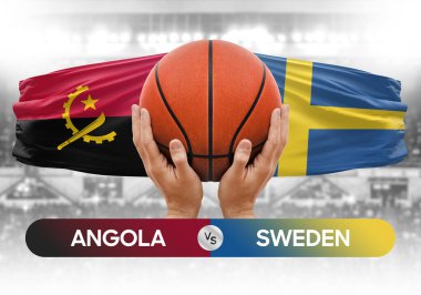 Angola, İsveç milli basketbol takımlarına karşı basketbol topu yarışma kupası konsepti