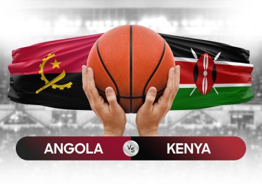 Angola Kenya milli basketbol takımlarına karşı basketbol topu yarışma kupası konsepti