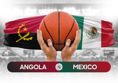 Angola, Meksika milli basketbol takımlarına karşı basketbol topu yarışma kupası konsepti