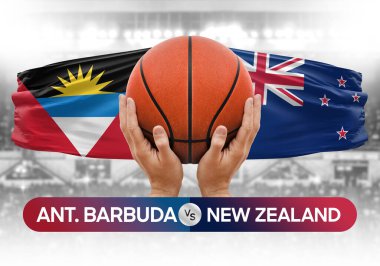 Antigua ve Barbuda, Yeni Zelanda milli basketbol takımlarına karşı basketbol topu yarışma kupası konsepti