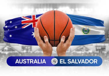Avustralya, El Salvador 'a karşı milli basketbol takımları basketbol maçı kupası konsepti