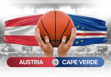 Avusturya, Cape Verde Milli Basketbol Takımı 'na karşı basketbol topu yarışma kupası konsepti