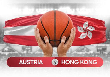 Avusturya, Hong Kong milli basketbol takımlarına karşı basketbol topu yarışma kupası konsepti