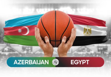 Azerbaycan, Mısır milli basketbol takımlarına karşı basketbol topu yarışma kupası konsepti imajı