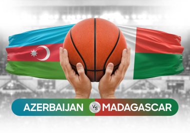 Azerbaycan Madagaskar 'a karşı milli basketbol takımları basketbol topu yarışma kupası konsepti