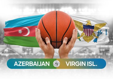 Azerbaycan Virgin Adaları 'na karşı milli basketbol takımları basketbol topu yarışma kupası konsepti imajı