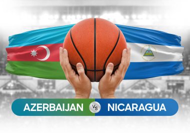 Azerbaycan Nikaragua milli basketbol takımlarına karşı basket topu yarışma kupası konsepti