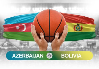 Azerbaycan Bolivya 'ya karşı milli basketbol takımları basketbol topu yarışma kupası konsepti