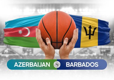 Azerbaycan Barbados 'a karşı milli basketbol takımları basketbol topu yarışma kupası konsepti