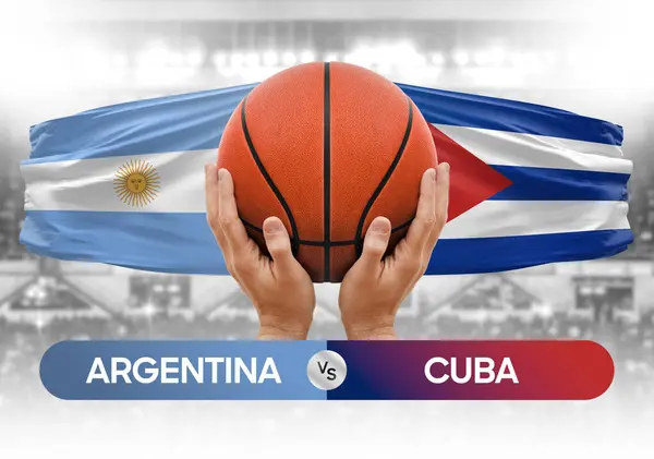 Αργεντινή Εναντίον Κούβας Εθνικές Ομάδες Μπάσκετ Μπάσκετ Μπάσκετ Αγώνα Κύπελλο — Φωτογραφία Αρχείου