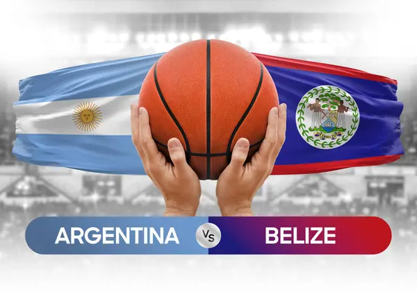 Αργεντινή Εναντίον Μπελίζ Εθνικές Ομάδες Μπάσκετ Καλάθι Αγώνα Κύπελλο Αγώνα — Φωτογραφία Αρχείου