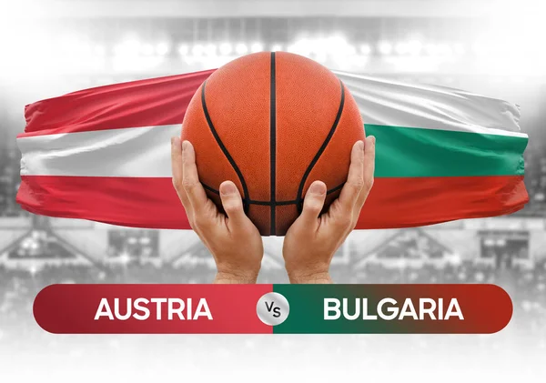 Avusturya, Bulgaristan milli basketbol takımlarına karşı basketbol topu yarışma kupası konsepti