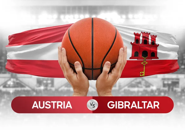 stock image Austria vs Gibraltar national basketball teams basket ball match competition cup concept image