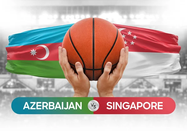 Azerbaycan Singapur 'a karşı milli basketbol takımları basketbol topu yarışma kupası konsepti