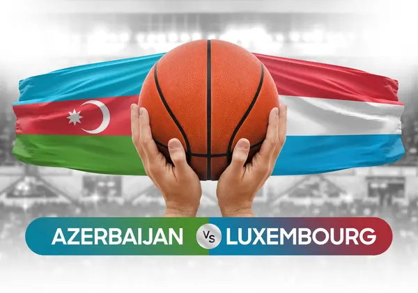 Azerbaycan Lüksemburg milli basketbol takımlarına karşı basket topu yarışma kupası konsepti