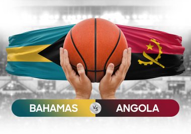 Bahamalar, Angola milli basketbol takımlarına karşı basketbol topu yarışma kupası konsepti imajı