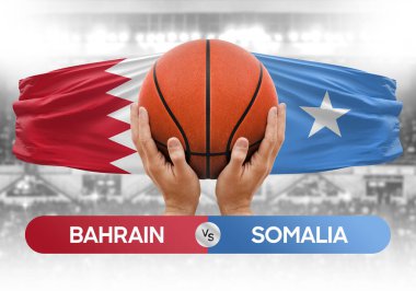 Bahreyn, Somali milli basketbol takımlarına karşı basketbol topu yarışma kupası konsepti imajı