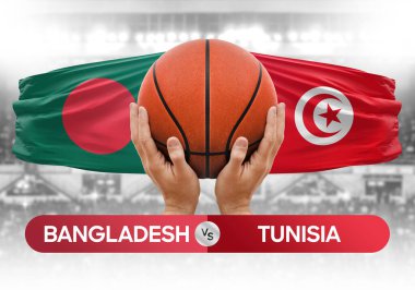 Bangladeş Tunus 'a karşı milli basketbol takımları basketbol topu yarışma kupası konsepti