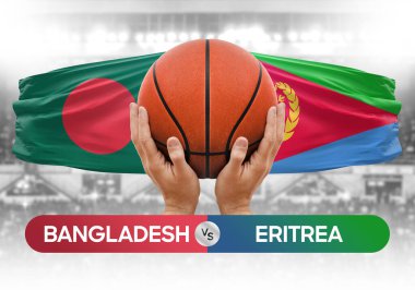 Bangladeş Eritre 'ye karşı milli basketbol takımları basketbol topu yarışma kupası konsepti imajı