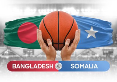 Bangladeş, Somali milli basketbol takımlarına karşı basketbol topu yarışma kupası konsepti