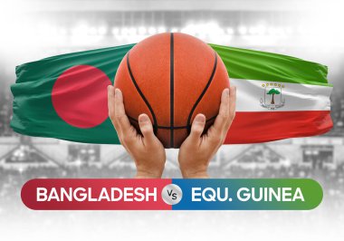 Bangladeş Ekvator Ginesine karşı milli basketbol takımları basket topu yarışma kupası konsepti imajı