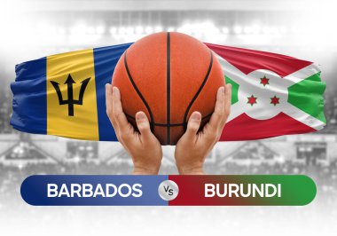 Barbados, Burundi 'ye karşı milli basketbol takımları basketbol topu yarışma kupası konsepti