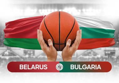 Belarus, Bulgaristan milli basketbol takımlarına karşı basketbol topu yarışma kupası konsepti imajı