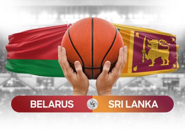 Belarus Sri Lanka 'ya karşı milli basketbol takımları basketbol topu yarışma kupası konsepti imajı