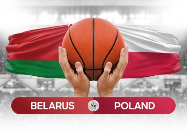 Belarus, Polonya 'ya karşı milli basketbol takımları basketbol topu yarışma kupası konsepti imajı