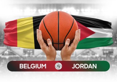 Belçika, Jordan Millî Basketbol Takımı 'na karşı Basketbol Kupası konsepti