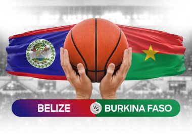 Belize, Burkina Faso 'ya karşı milli basketbol takımları basketbol maçı kupası konsepti