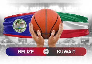 Belize Kuveyt 'e karşı milli basketbol takımları basketbol topu yarışma kupası konsepti