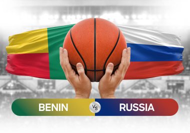 Benin, Rusya 'ya karşı milli basketbol takımları basketbol topu yarışma kupası konsepti imajı