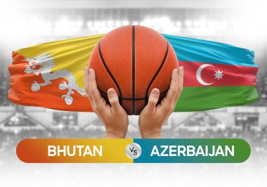 Bhutan, Azerbaycan milli basketbol takımlarına karşı basketbol topu yarışma kupası konsepti imajı