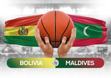 Bolivya Maldivler 'e karşı milli basketbol takımları basketbol topu yarışma kupası konsepti imajı