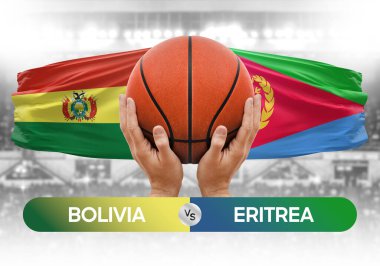 Bolivya Eritre 'ye karşı milli basketbol takımları basketbol topu yarışma kupası konsepti imajı